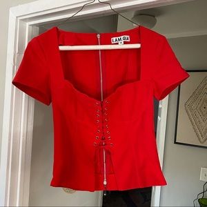 I AM GIA red corset top